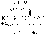 structure of CAS# 131740-09-5, Flavopiridol hydrochloride;(-)-2-(2-Chlorophenyl)-5,7-dihydroxy-8-[(3S,4R)-3-hydroxy-1-methyl-4-piperidinyl]-4H-1-benzopyran-4-one hydrochloride