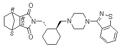 结构式 CAS# 1318074-27-9, (3aR,4R,7S,7aS)-2-[[(1S,2S)-2-[[4-(1,2-苯并异噻唑-3-基)-1-哌嗪基]甲基]环己基]甲基]六氢-4,7-甲桥-1H-异吲哚-1,3(2H)-二酮