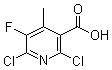 structure of CAS# 132195-42-7, 2,6-Dichloro-5-fluoro-4-methyl-3-pyridinecarboxylic acid