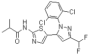 structure of CAS# 1338247-35-0, N-[5-[1-(2,6-Dichlorophenyl)-3-(difluoromethyl)-1H-pyrazol-5-yl]-2-thiazolyl]-2-methylpropanamide