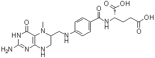 structure of CAS# 134-35-0, N-Methyltetrahydrofolic acid;5-Methyl-5,6,7,8-tetrahydrofolic acid; 5-Methyl-5,6,7,8-tetrahydropteroyl-L-glutamic acid; 5-Methyltetrahydrofolic acid; 5-Methyltetrahydropteroyl monoglutamate; 5-Methyltetrahydropteroylglutamic acid; N-Methyltetrahydrofolate; N-Methyltetrahydrofolic acid; N5-Methyltetrahydrofolate; N5-Methyltetrahydrofolic acid; N5-Methyltetrahydropteroylglutamate; Prefolic A
