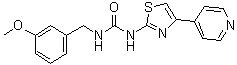 结构式 CAS# 1342276-76-9, 1-(3-甲氧基苄基)-3-[4-(吡啶-4-基)噻唑-2-基]脲