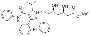 structure of CAS# 1346598-86-4, Sodium (3R,5R)-7-[2-(2-fluorophenyl)-5-isopropyl-3-phenyl-4-(phenylcarbamoyl)-1H-pyrrol-1-yl]-3,5-dihydroxyheptanoate