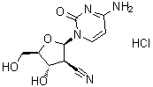 结构式 CAS# 134665-72-8, 4-氨基-1-(2-氰基-2-脱氧-beta-D-呋喃阿拉伯糖基)-2(1H)-嘧啶酮单盐酸盐