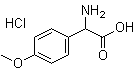 结构式 CAS# 134722-07-9, alpha-氨基-4-甲氧基苯乙酸盐酸盐