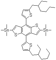 结构式 CAS# 1352642-37-5, 1,1'-[4,8-双[5-(2-乙基己基)-2-噻吩基]苯并[1,2-b:4,5-b']二噻吩-2,6-二基]双[1,1,1-三甲基硅烷]