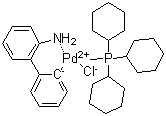structure of CAS# 1353658-81-7, PCy3 Pd G2;Chloro[(tricyclohexylphosphine)-2-(2'-aminobiphenyl)]palladium(II), Tricyclohexylphosphine Pd G2; (SP-4-3)-[2'-(Amino)[1,1'-biphenyl]-2-yl]chloro(tricyclohexylphosphine)palladium