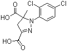 structure of CAS# 135591-00-3, Mefenpyr;1-(2,4-Dichlorophenyl)-4,5-dihydro-5-methyl-1H-pyrazole-3,5-dicarboxylic acid