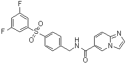 structure of CAS# 1362154-70-8, N-[[4-[(3,5-Difluorophenyl)sulfonyl]phenyl]methyl]imidazo[1,2-a]pyridine-6-carboxamide