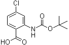 structure of CAS# 136290-47-6, 2-[(tert-Butoxycarbonyl)amino]-4-chlorobenzoic acid