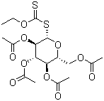 structure of CAS# 13639-54-8, 1-Thio-beta-D-glucopyranose 2,3,4,6-tetraacetate 1-(O-ethylcarbonodithioate)