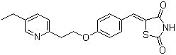 结构式 CAS# 136401-70-2, 5-(4-(2-(5-乙基吡啶-2-基)乙氧基)苯亚甲基)噻唑烷-2,4-二酮