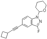 结构式 CAS# 1365889-99-1, 5-(环丁基乙炔基)-3-氟-1-(四氢-2H-吡喃-2-基)-1H-吲唑