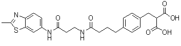 结构式 CAS# 1370290-34-8, 2-[[4-[4-[[3-[(2-甲基-6-苯并噻唑基)氨基]-3-氧代丙基]氨基]-4-氧代丁基]苯基]甲基]丙二酸
