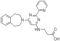 结构式 CAS# 1373422-53-7, N-[2-(2-吡啶基)-6-(1,2,4,5-四氢-3H-3-苯并氮杂卓-3-基)-4-嘧啶基]-beta-丙氨酸