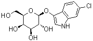structure of CAS# 138182-21-5, 6-Chloro-1H-indol-3-yl beta-D-galactopyranoside;(2S,3R,4S,5R,6R)-2-[(6-chloro-1H-indol-3-yl)oxy]-6-(hydroxymethyl)oxane-3,4,5-triol