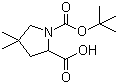 structure of CAS# 138423-86-6, (S)-1-(tert-Butoxycarbonyl)-4,4-dimethylpyrrolidine-2-carboxylic acid