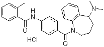 structure of CAS# 138470-70-9, Mozavaptan hydrochloride;N-[4-[[5-(Dimethylamino)-2,3,4,5-tetrahydro-1H-1-benzazepin-1-yl]carbonyl]phenyl]-2-methylbenzamide hydrochloride