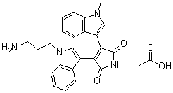 结构式 CAS# 138516-31-1, 3-[1-(3-氨基丙基)-1H-吲哚-3-基]-4-(1-甲基-1H-吲哚-3-基)-1H-吡咯-2,5-二酮单乙酸盐