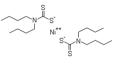 structure of CAS# 13927-77-0, Nickel dibutyldithiocarbamate ;Bis(dibutyldithiocarbamate)nickel complex