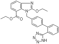 结构式 CAS# 139481-69-9, 2-乙氧基-1-[[(2'-(1H-四唑-5-基)联苯-4-基)甲基]苯并咪唑]-7-甲酸乙酯