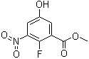 structure of CAS# 1394977-92-4, 2-Fluoro-5-hydroxy-3-nitrobenzoic acid methyl ester