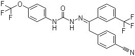 structure of CAS# 139968-49-3, Metaflumizone;2-[2-(4-Cyanophenyl)-1-[3-(trifluoromethyl)phenyl]ethylidene]-N-[4-(trifluoromethoxy)phenyl]-hydrazinecarboxamide