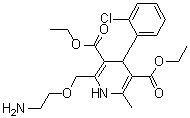 structure of CAS# 140171-65-9, 2-[(2-Aminoethoxy)methyl]-4-(2-chlorophenyl)-1,4-dihydro-6-methyl-3,5-pyridinedicarboxylic acid diethyl ester