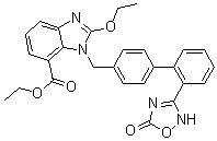structure of CAS# 1403474-70-3, 1-[[2'-(2,5-Dihydro-5-oxo-1,2,4-oxadiazol-3-yl)[1,1'-biphenyl]-4-yl]methyl]-2-ethoxy-1H-benzimidazole-7-carboxylic acid ethyl ester