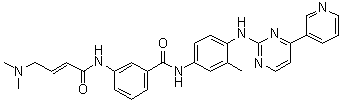 structure of CAS# 1410880-22-6, 3-[[4-(Dimethylamino)-1-oxo-2-buten-1-yl]amino]-N-[3-methyl-4-[[4-(3-pyridinyl)-2-pyrimidinyl]amino]phenyl]benzamide;JNK Inhibitor XVI