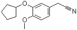 structure of CAS# 141333-36-0, 3-(Cyclopentyloxy)-4-methoxybenzeneacetonitrile;2-(3-Cyclopentyloxy-4-methoxyphenyl)ethanenitrile; 3-(Cyclopentyloxy)-4-methoxybenzeneacetonitrile; 3-Cyclopentyloxy-4-methoxyphenylacetonitrile
