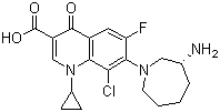 structure of CAS# 141388-76-3, Besifloxacin;(R)-7-(3-Aminohexahydro-1H-azepin-1-yl)-8-chloro-1-cyclopropyl-6-fluoro-1,4-dihydro-4-oxo-3-quinolinecarboxylic acid