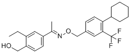 structure of CAS# 1418144-66-7, Siponimod Alcohol Impurity;(E)-1-(3-Ethyl-4-(hydroxymethyl)phenyl)ethan-1-one O-(4-cyclohexyl-3-(trifluoromethyl)benzyl) oxime