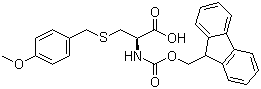 structure of CAS# 141892-41-3, N-Fmoc-S-(4-methoxybenzyl)-L-cysteine;N-(9-Fluorenylmethyloxycarbonyl)-S-(4-methoxybenzyl)-L-cysteine; Fmoc-Cys(Mob)-OH