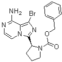 结构式 CAS# 1420478-88-1, (S)-2-(8-氨基-1-溴咪唑并[1,5-a]吡嗪-3-基)吡咯烷-1-羧酸苄酯