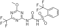 structure of CAS# 142469-14-5, Tritosulfuron;N-[(4-Methoxy-6-trifluoromethyl-1,3,5-triazin-2-yl)aminocarbonyl]-2-(trifluoromethyl)benzenesulfonamide