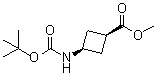 结构式 CAS# 142733-63-9, 顺式-3-(叔丁氧羰基氨基)环丁烷羧酸甲酯