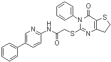 structure of CAS# 1427782-89-5, N-(5-Phenyl-2-pyridinyl)-2-[(3,4,6,7-tetrahydro-4-oxo-3-phenylthieno[3,2-d]pyrimidin-2-yl)thio]acetamide