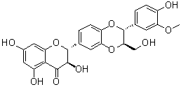 structure of CAS# 142796-21-2, Silybin b2;(2R,3R)-2-[(2R,3R)-2,3-Dihydro-2-(4-hydroxy-3-methoxyphenyl)-3-(hydroxymethyl)-1,4-benzodioxin-6-yl]-2,3-dihydro-3,5,7-trihydroxy-4H-1-benzopyran-4-one; Isosilibinin A; Isosilybin A