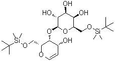 结构式 CAS# 142800-37-1, 1,5-脱水-2-脱氧-6-O-[(叔丁基)二甲基硅烷基]-4-O-[6-O-[(叔丁基)二甲基硅烷基]-beta-D-吡喃半乳糖基]-D-阿拉伯-己-1-烯糖