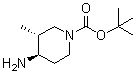 结构式 CAS# 1428341-13-2, (3R,4R)-rel-4-氨基-3-甲基-1-哌啶羧酸叔丁酯