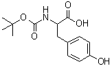 结构式 CAS# 142847-18-5, N-(叔丁氧羰基)-DL-酪氨酸