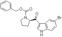 结构式 CAS# 143322-56-9, (R)-2-[(5-溴-1H-吲哚-3-基)羰基]-1-吡咯烷甲酸苄酯