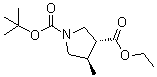 structure of CAS# 1434126-89-2, (3R,4R)-4-Methyl-1,3-pyrrolidinedicarboxylic acid 1-(1,1-dimethylethyl) 3-ethyl ester