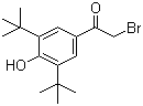 structure of CAS# 14386-64-2, 2-Bromo-1-(3,5-di-tert-butyl-4-hydroxyphenyl)ethanone;1-[3,5-Bis(1,1-dimethylethyl)-4-hydroxyphenyl]-2-bromoethanone; 2-Bromo-1-[3,5-di(tert-butyl)-4-hydroxyphenyl]ethan-1-one