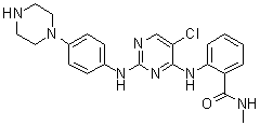 2-[[5-Chloro-2-[[4-(1-piperazinyl)phenyl]amino]-4-pyrimidinyl]amino]-N-methylbenzamide molecular structure (CAS 1439934-41-4)