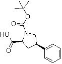 结构式 CAS# 144069-70-5, 顺式-4-苯基-1,2-吡咯烷二羧酸 1-叔丁酯