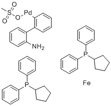 structure of CAS# 1445086-28-1, Methanesulfonato[1,1'-bis(diphenylphosphino)ferrocene)](2'-amino-1,1'-biphenyl-2-yl)palladium(II);DPPF Pd G3