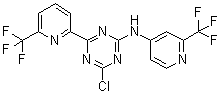 structure of CAS# 1446507-68-1, 4-Chloro-6-[6-(trifluoromethyl)pyridin-2-yl]-N-[2-(trifluoromethyl)pyridin-4-yl]-1,3,5-triazin-2-amine