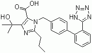 structure of CAS# 144689-24-7, Olmesartan;4-(1-Hydroxy-1-methylethyl)-2-propyl-1-[[2'-(1H-tetrazol-5-yl)[1,1'-biphenyl]-4-yl]methyl]-1H-imidazole-5-carboxylic acid